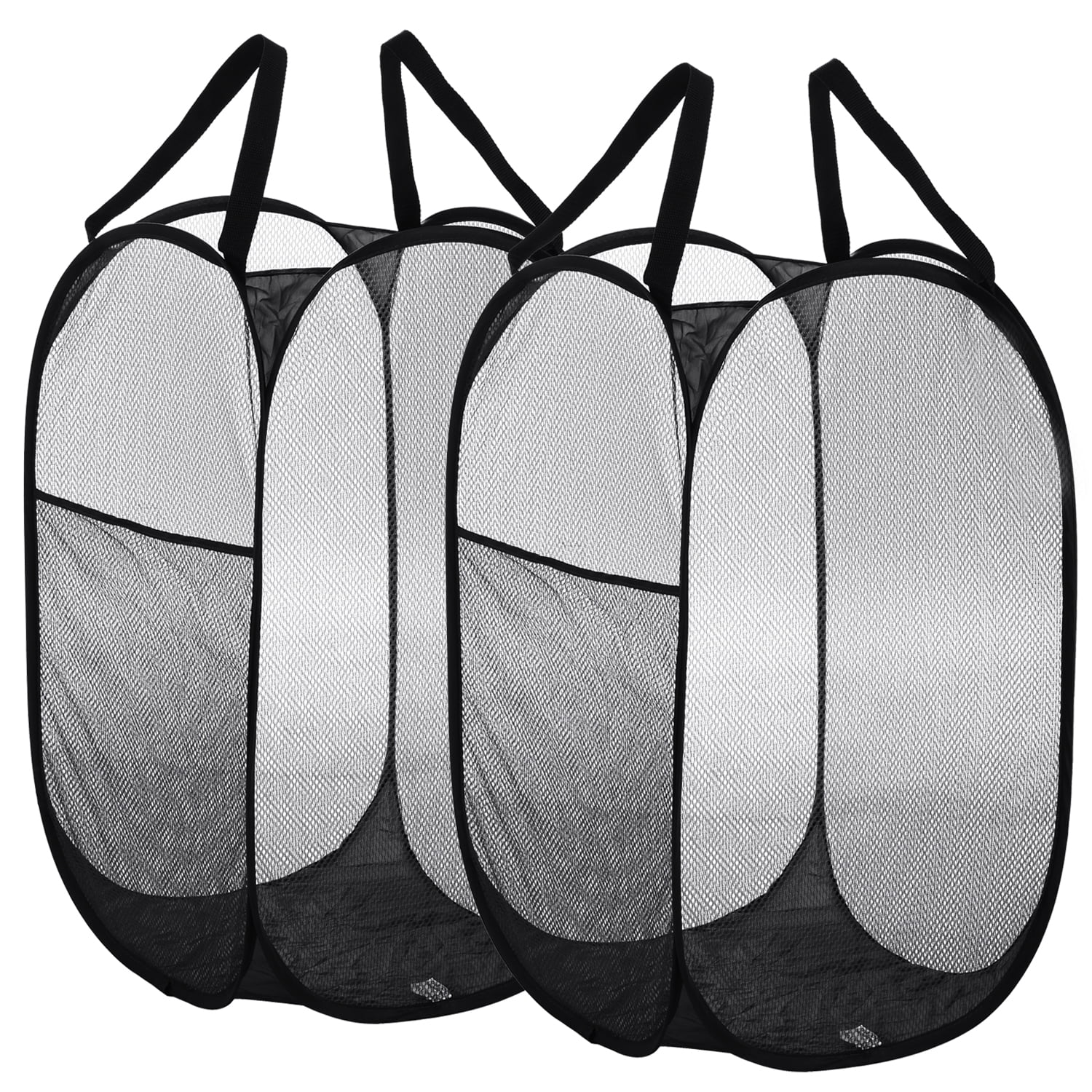 Pop Up Laundry Basket Mesh Hamper, Black Collapsible Large Clothes