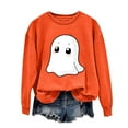thumbnail image 2 of Jsaierl Halloween Sweatshirts Women Cute Pumpkin Ghost Graphic Sweatshirt Loose Fit Crewneck T-shirt Long Sleeve Holiday Pullover Tops Halloween Costumes, 2 of 5