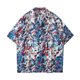 thumbnail image 1 of Camisas Para Hombre Manga Corta Camisa de manga corta con solapa y hebilla de bolsillo con impresión digital 3D para hombre (White, XL), 1 of 2