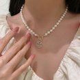 thumbnail image 3 of Temperamental Pearl Necklace for Women Clavicle Chain Heart-shaped Pendant Necklace Super Fairy Chokers Necklace, 3 of 5