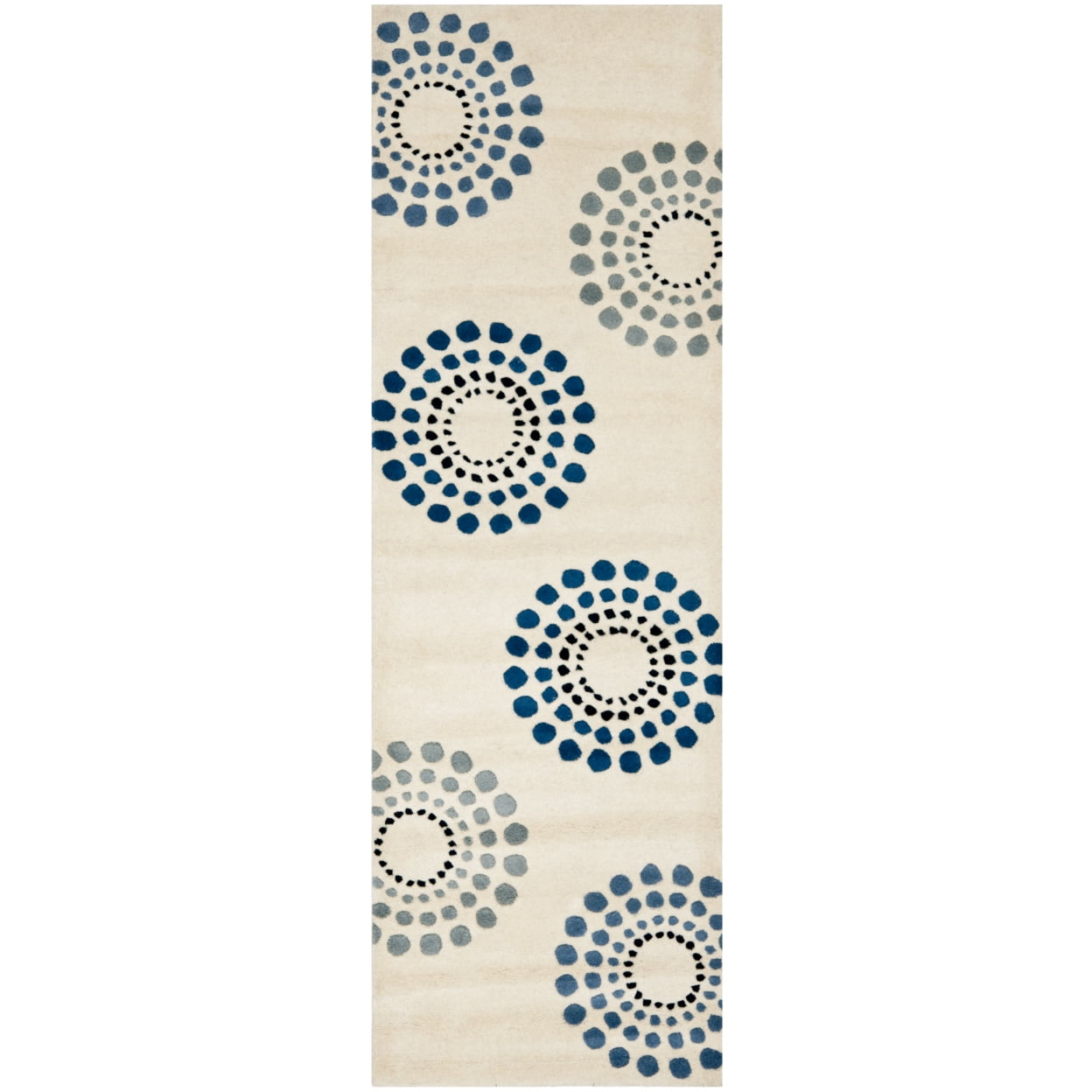 SAFAVIEH Soho Louise Polka Dots Wool Area Rug, Ivory/Multi, 8' x 8' Round