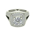 thumbnail image 5 of Solitaire Diamond Square Halo Split Shank wedding Ring 14K White Gold, 5 of 6
