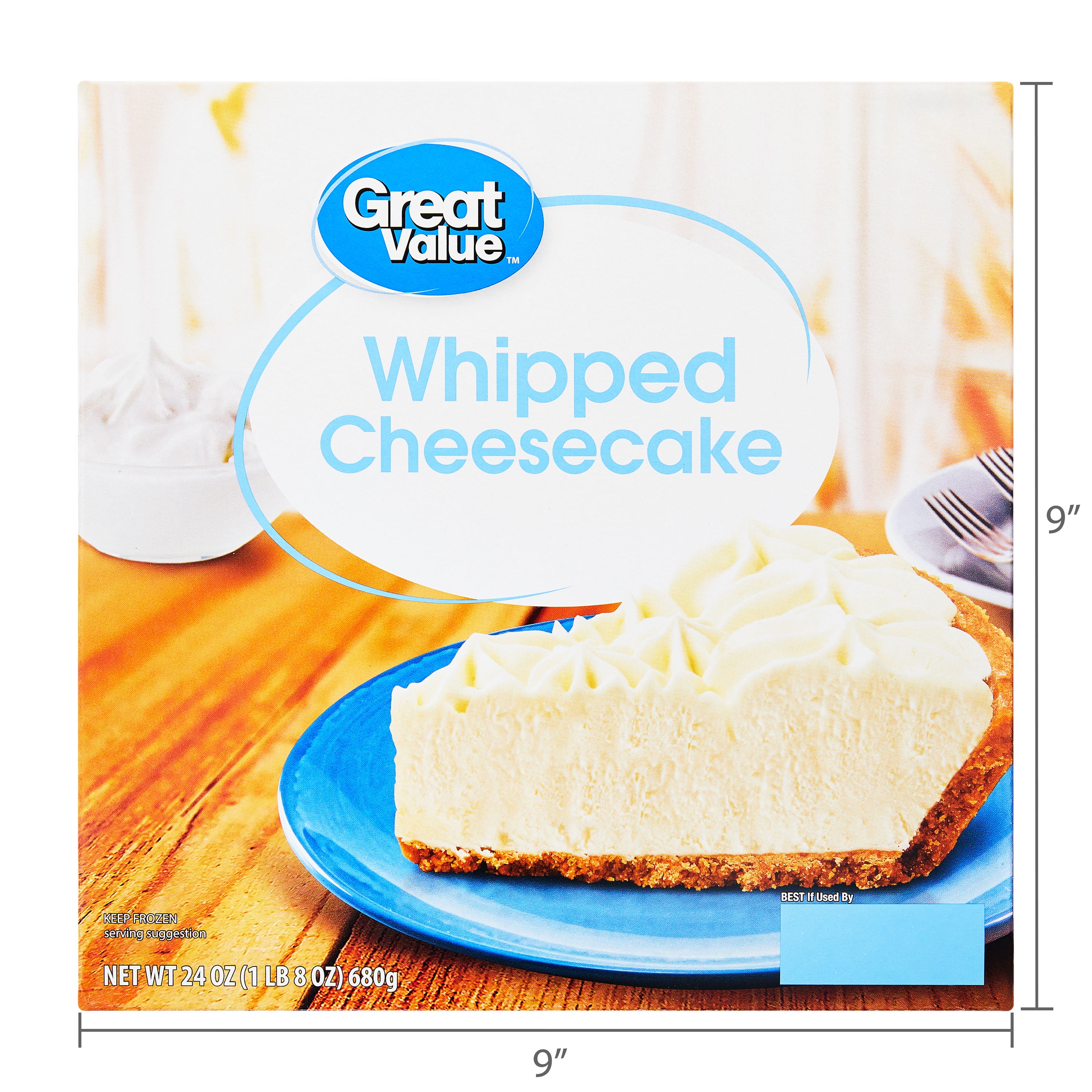 Great Value Whipped Cheesecake, 24 oz (Frozen, Thaw & Serve)