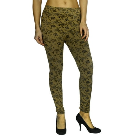 Criss Cross Pattern - Simplicity Floral Seamless Criss Cross Pattern Leggings, Gold