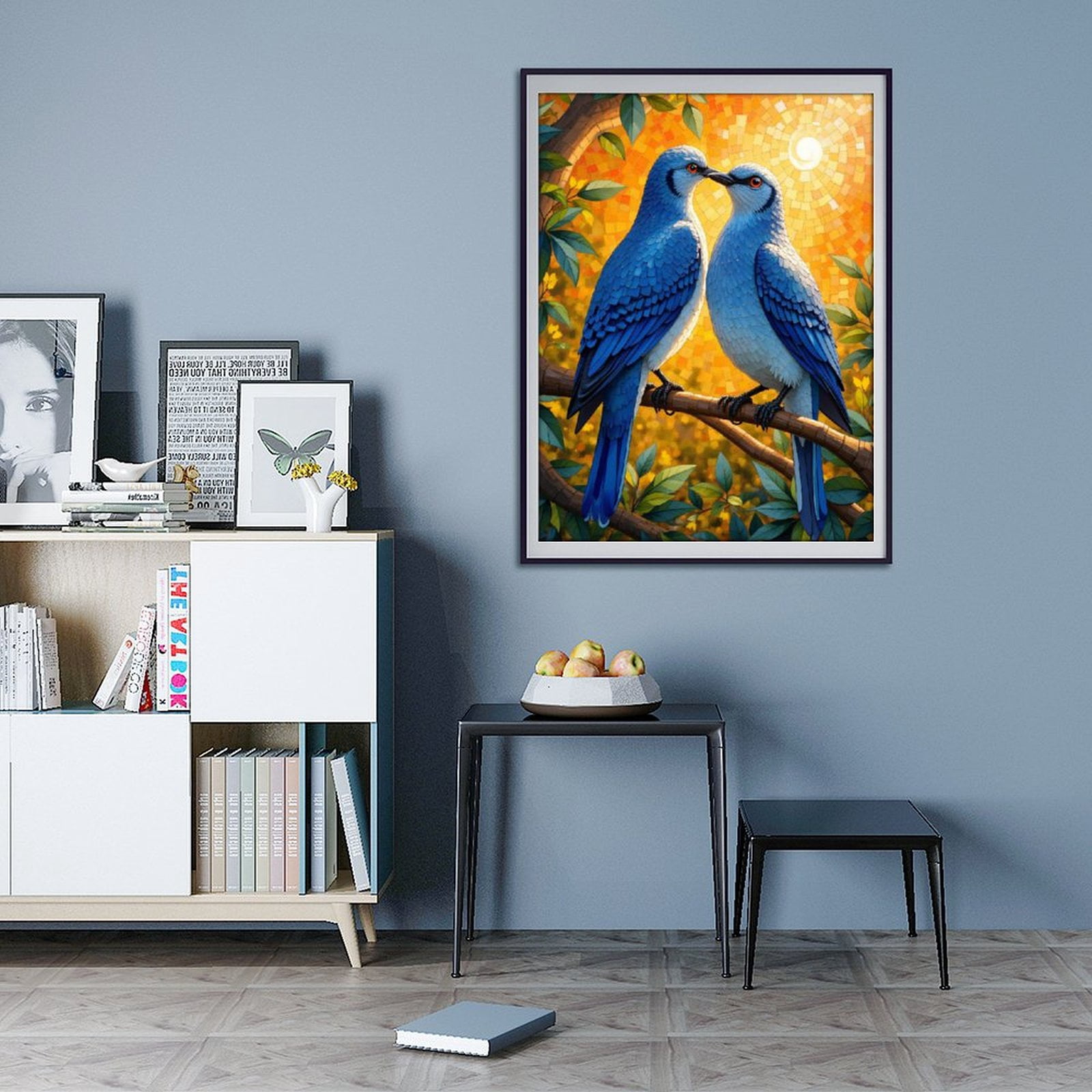 Diamond Art Kit for Adults, Birds On Branch Vibrant Mosaic Sun Diamond Painting for Adults Beginners, 5D DIY Diamond Art Painting Kits, Colorful Diamond Painting Craft for Home Decor 12x16
