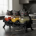 thumbnail image 5 of Handcrafted Gothic Cat Apothecary Spice Jars, Vintage Glass Storage Containers with Red-Eyed Cat Lids, Decorative Herb & Tea Jars with Ornate Tray, 5 of 5