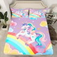 thumbnail image 2 of Manfei Teens Unicorn Bed Sheets Full, Rainbow Galaxy Full Sheet Sets, Cartoon Theme Bedding Sets Full Size, Ultra Soft Room Decorative, 4-Piece, 2 of 7