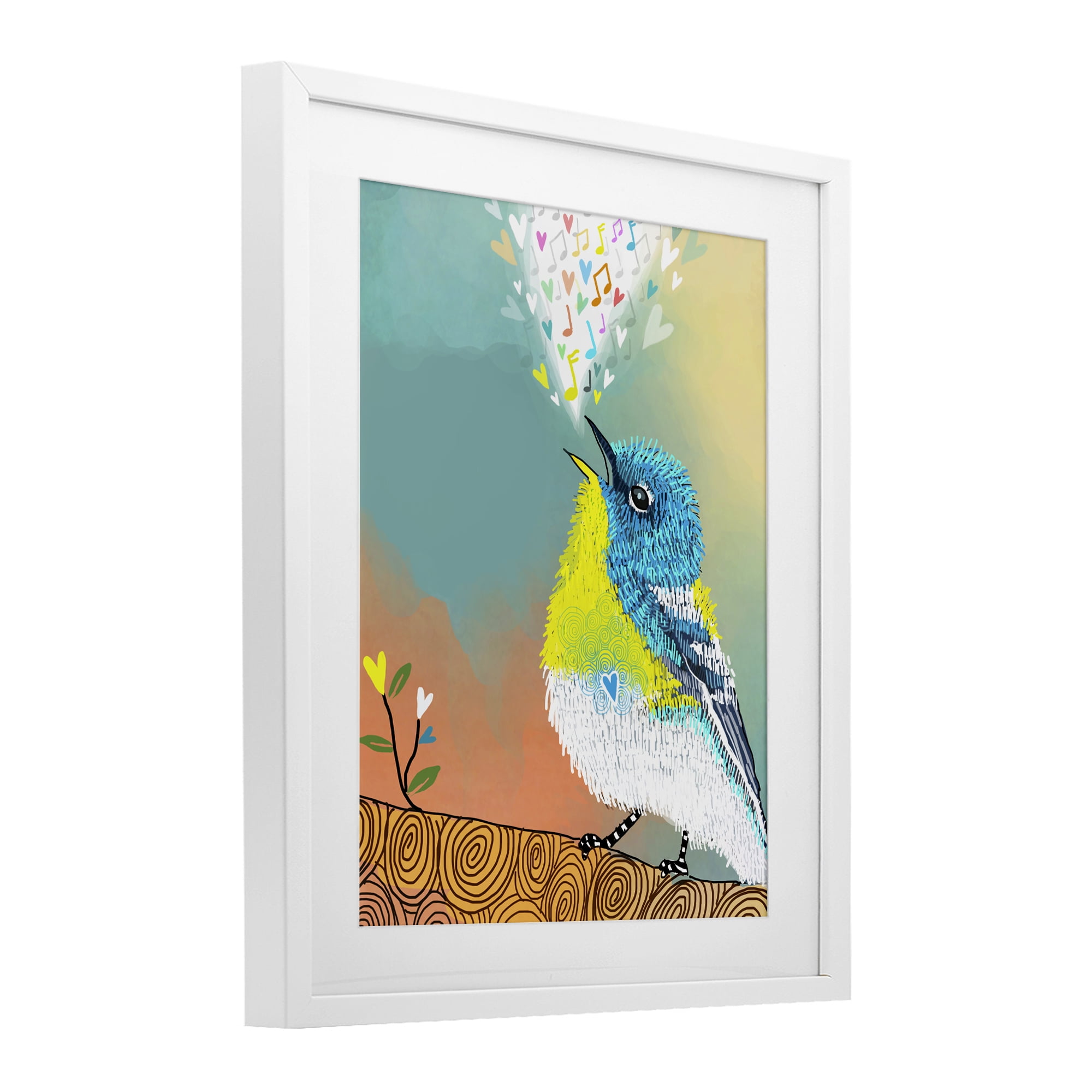 Stupell Industries Dream Chaser Songbird White Framed Print Under Glass, design by Suzanne Millius