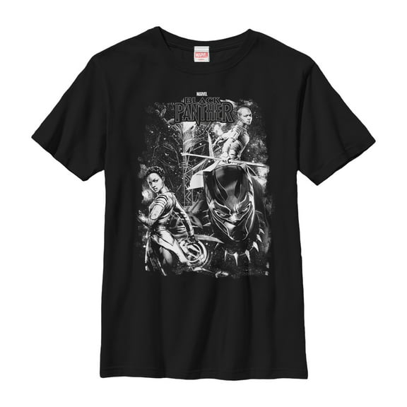 Boy's Marvel Black Panther 2018 Starry Characters Graphic Tee Black X Large