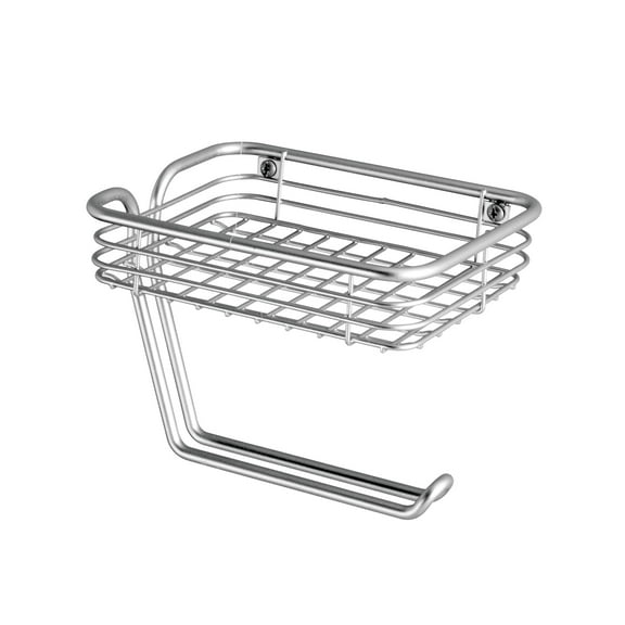 iDesign Wall Mount Toilet Paper Holder with Wire Shelf, Chrome