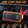 thumbnail image 6 of Acmount Jump Starter Air Compressor, 3000A Car Jump Start with 150PSI Tire Inflator, 12V Battery Jumper for 9.0 Gas and 8.0L Diesel Engines, Orange, 6 of 6