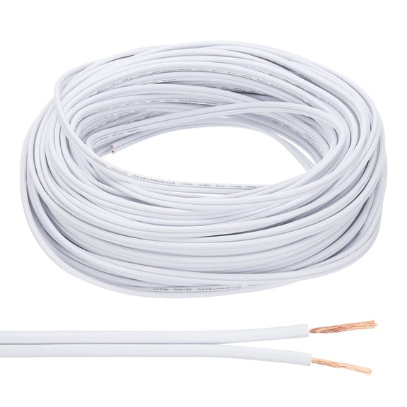 Uxcell 100Ft 18/2 Covered Wire, 300V SPT-1 Lamp Cord Insulated Heat Resistant Electronical Flexible Cable, White