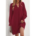 thumbnail image 1 of Women's Split V Neck Ruffled Sleeves Shirt Dress, 1 of 13