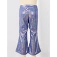 thumbnail image 5 of Haitryli Kids Girls Boys Stage Performance Shiny Flared Pants Elastic Waistband Bronzing Bell Bottom Pants Royal Blue 15-16, 5 of 7