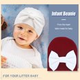 thumbnail image 2 of Jumpingount Gorros de bebé con lazo, gorros para recién nacidos, regalos de cumpleaños, accesorios cómodos para niños pequeños, suministros de Sombreros vino rojo nudo blanco Jumpingount AP009361-34B, 2 of 5