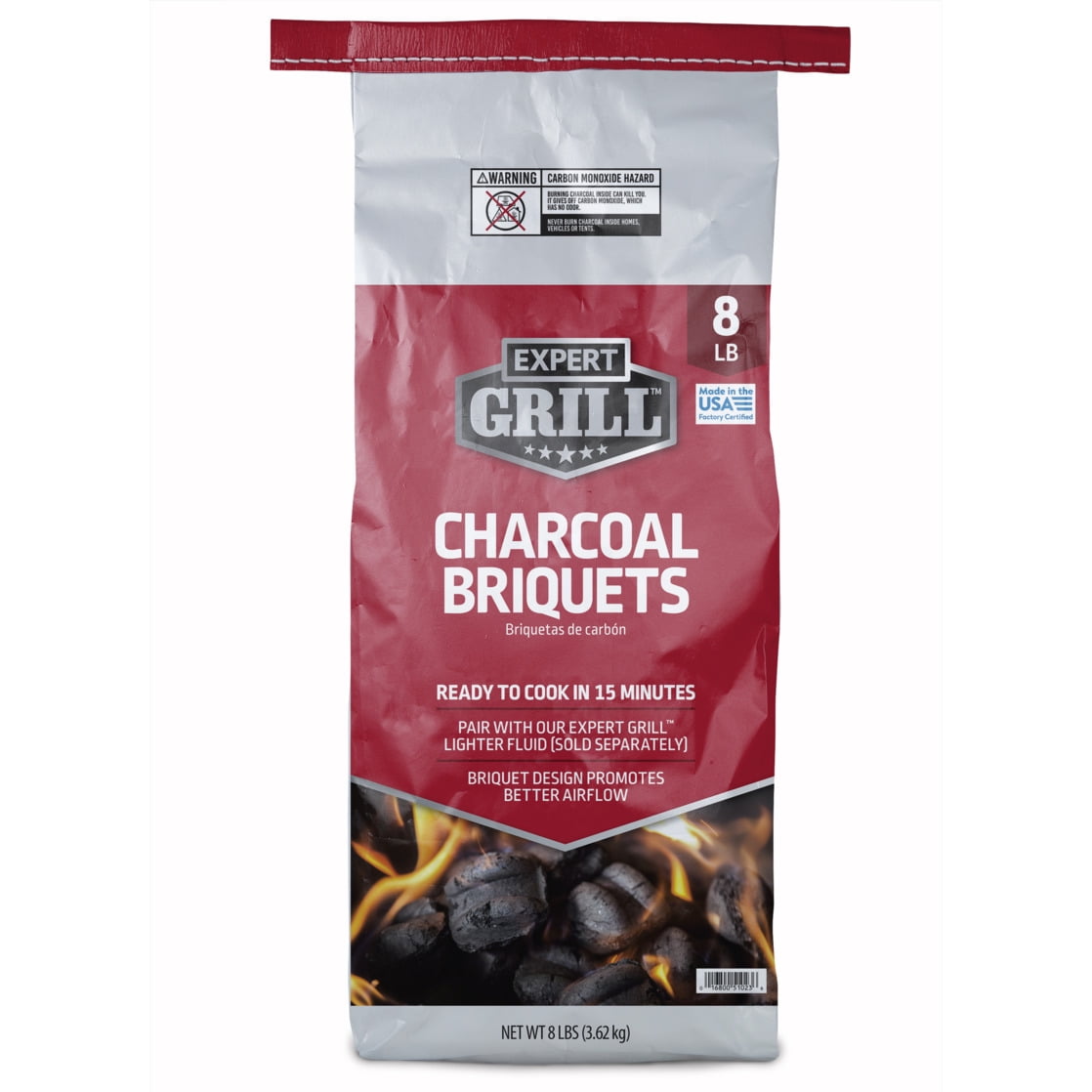Expert Grill Hickory Charcoal Briquets 8 lbs, Traditional Hardwood