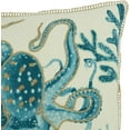 thumbnail image 2 of Fennco Styles Sea Animals Octopus Cotton Decorative Throw Pillow Cover 20" W x 20" L – Aqua Nautical Sea Creatures Cushion Case for Couch, Sofa, Bedroom, Office and Living Room Décor, 2 of 4