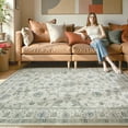 thumbnail image 2 of Lahome Decor Floral Area Rug 5x7, Machine Washable Rugs for Entryway, Non Slip Rug with Vintage Printed, Low Pile Carpet for Living Room Kitchen Bedroom Home, Grey-Beige, 2 of 9