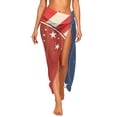 thumbnail image 4 of Frostluinai Women Sheer Sarong High Slit One Size Swimsuit Coverups 4th of July Summer American Flag Print Chiffon Wraps Beach Cover Up, 4 of 9