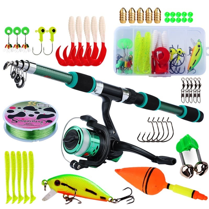 5.9 Ft Fishing Rod and Reel Combo  9+1BB Lures Line Hooks Saltwater Bass Trout 