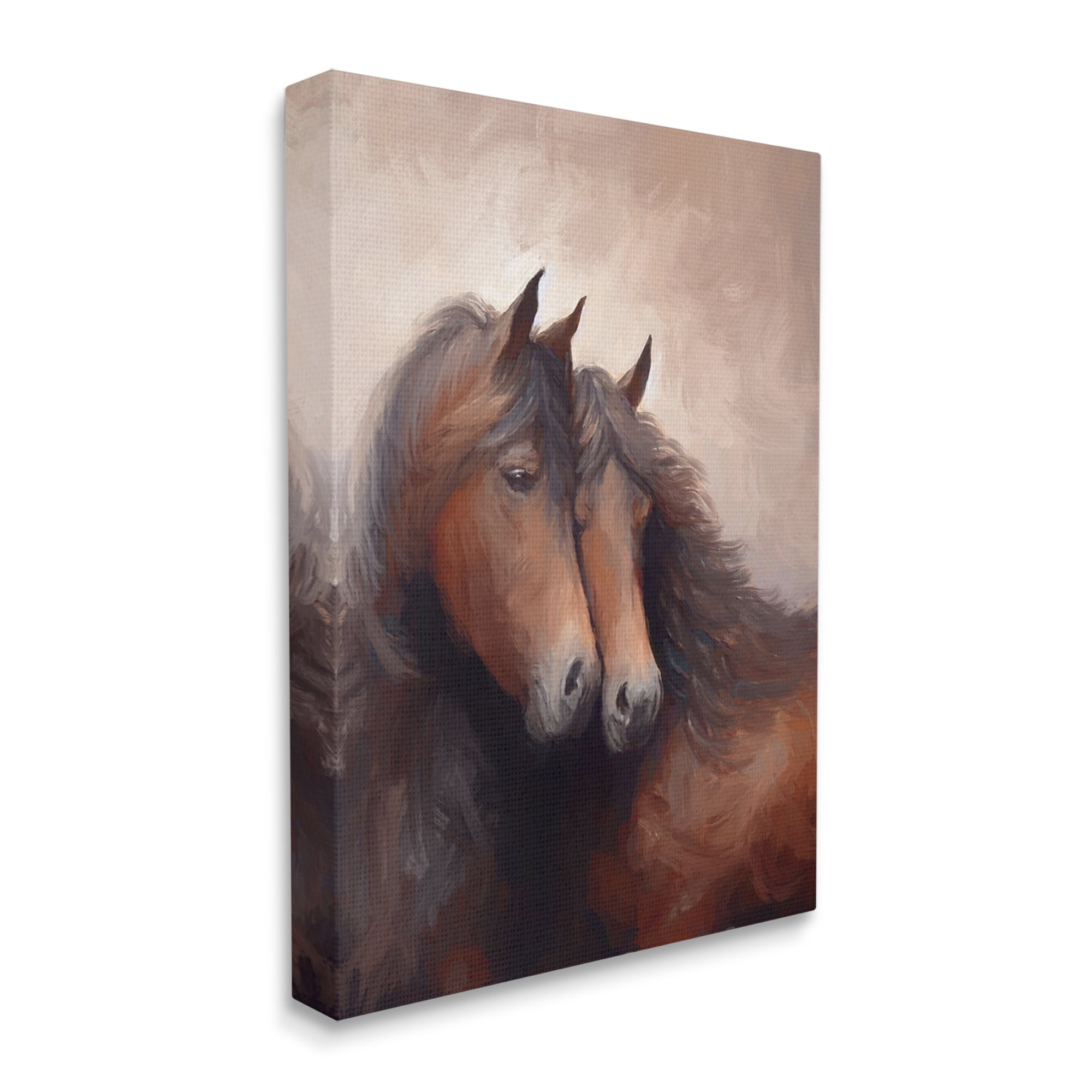 Stupell Industries Brown Cuddling Stallions Animals & Insects Painting Gallery Wrapped Canvas Art Print Wall Art, 30 x 40