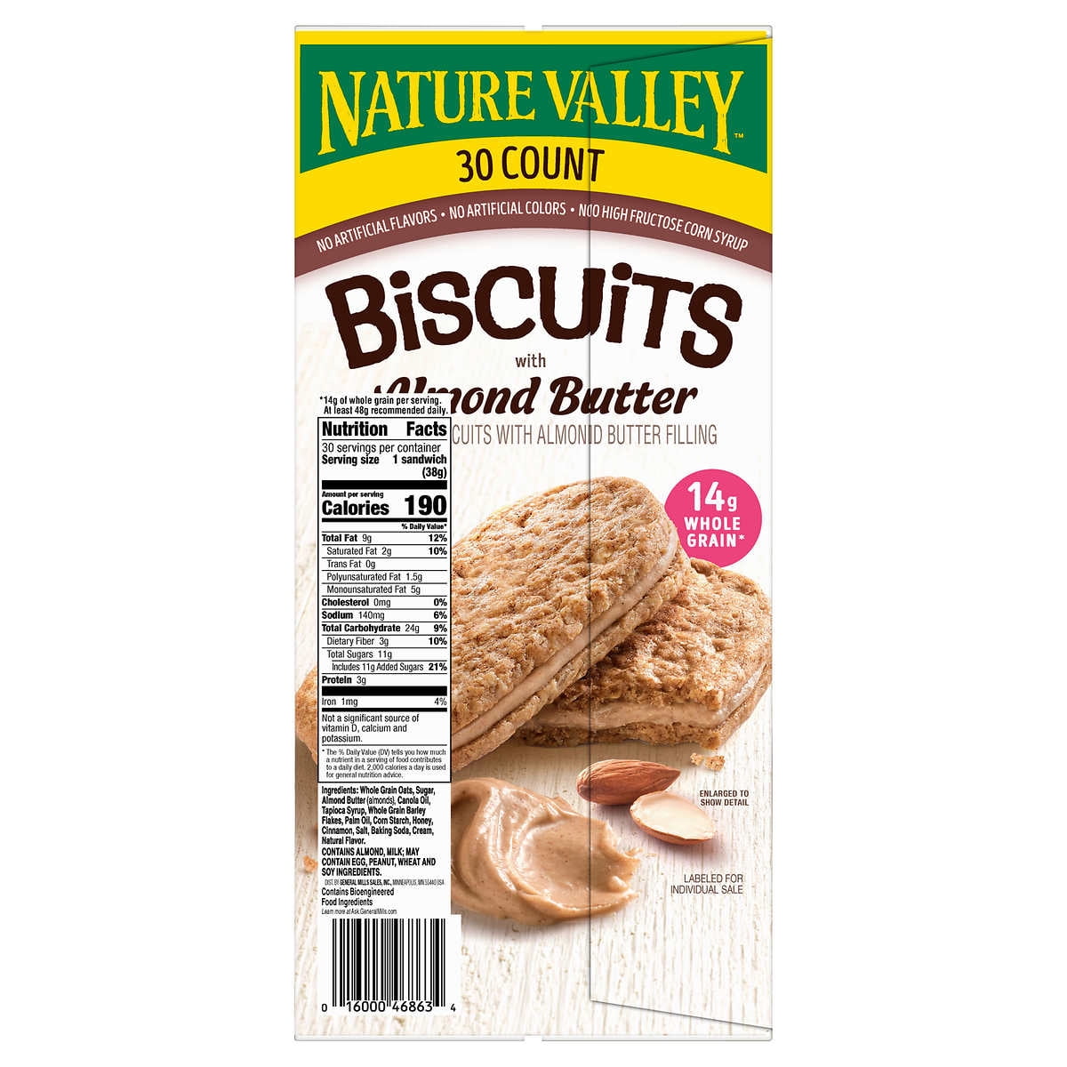 Nature Valley Biscuits with Almond Butter, 1.35 Ounce (30 Count)