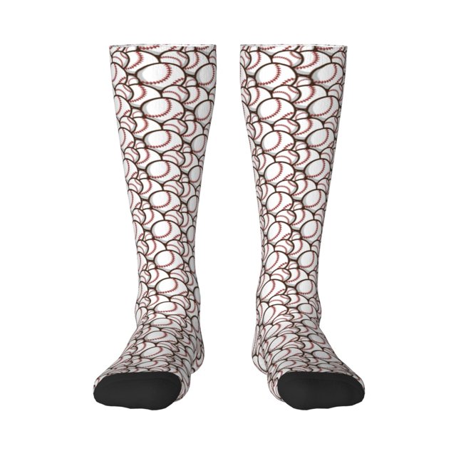 Disketp Cute Baseball Print Unisex Contrast Color Stockings Lightweight Breathable Ventilation Ankle Contrast Color Stockings, Contrast Color Stockings for Daily