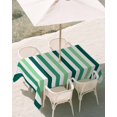 thumbnail image 3 of 60x102 Inch Outdoor Tablecloth with Umbrella Hole Zipper Rectangle Dark Green Stripe Rectangular Tablecloths Outside Waterproof Geometric White Vertical Striped Patio Table Cover for Picnic Party, 3 of 8