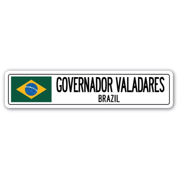GOVERNADOR VALADARES BRAZIL Street Sign Brazilian flag city country road gift
