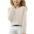 thumbnail image 2 of Spazoro Kids Girls Boys Sweaters, Casual Crew Neck Thickening Long Sleeve Warm Shirts for Child Girls Beige Size 8-9T, 2 of 7