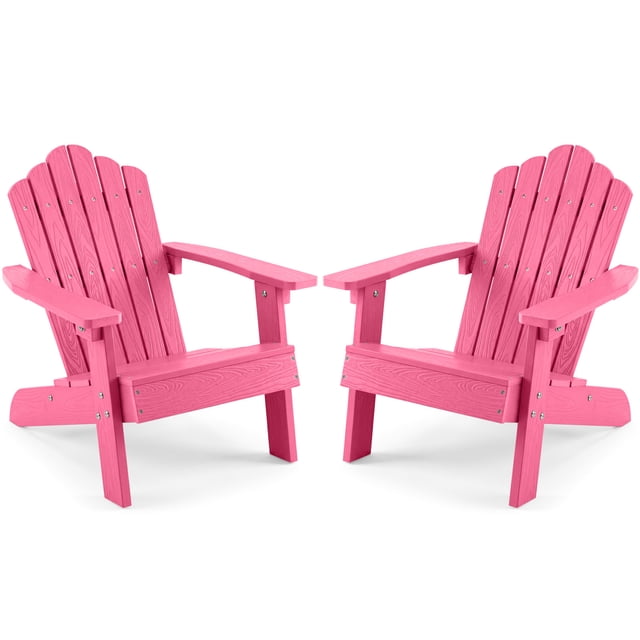 Gymax Chaise Adirondack pour Enfants Chaise d'Extérieur pour Enfants avec Dossier Haut Incliné Rose