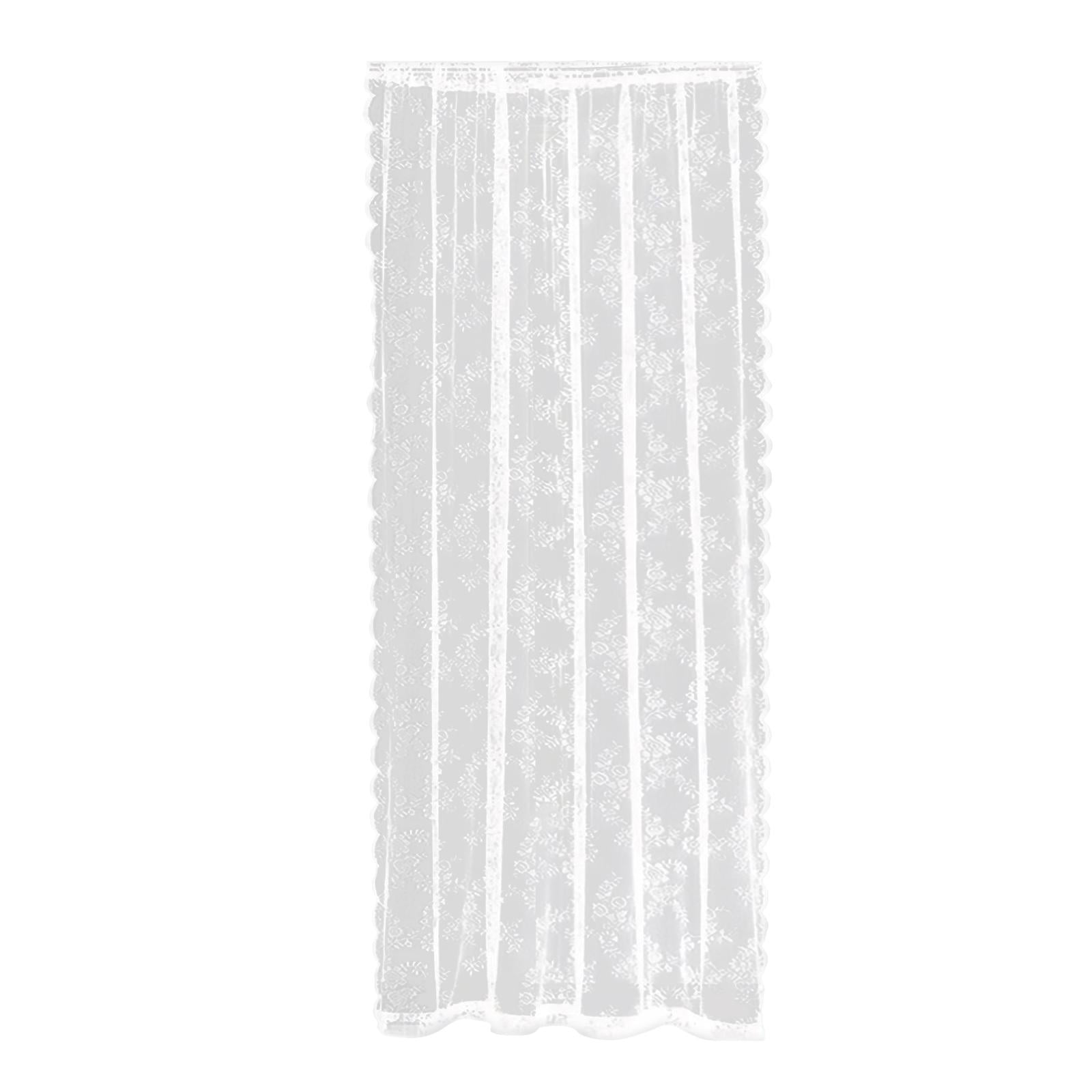 White Lace Floral Net Curtains Stylish with Rod Pocket Lightweight Window Drapes 150cmx100cm