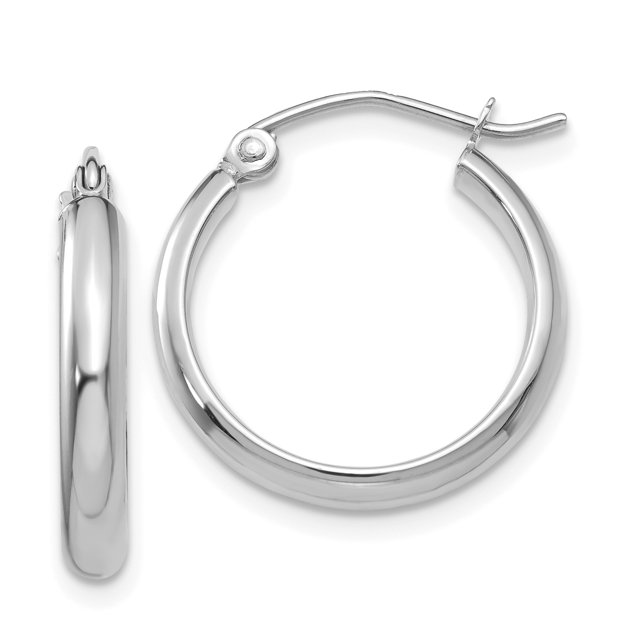 Boucles d'Oreilles Créoles en Or Blanc 14k Rondes