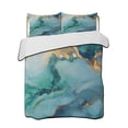 thumbnail image 2 of Teal Marble Full Size Down Alternative Comforter, Lightweight Comforter Quilt Bedding Set with Pillow Shams Impressionist Ink Painted Abstract All Seasons Bed Comforter Duvet Insert 78"x90", 2 of 7