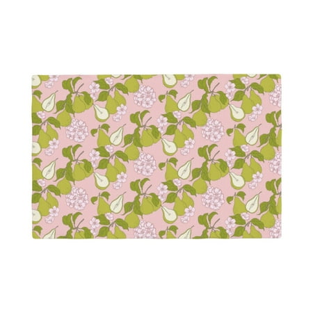 

Placemats Set of 4 / 6 Pears And Flower Placemats for Dining Table Indoor/Outdoors Heat Resistant Washable Placemats 18 x 12