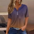 thumbnail image 2 of Baberdicy Women's Casual Button-Down - Short Sleeve V-Neck - Pocket Detail - Loose Fit Daily Top (Coffee | 3XL), 2 of 5