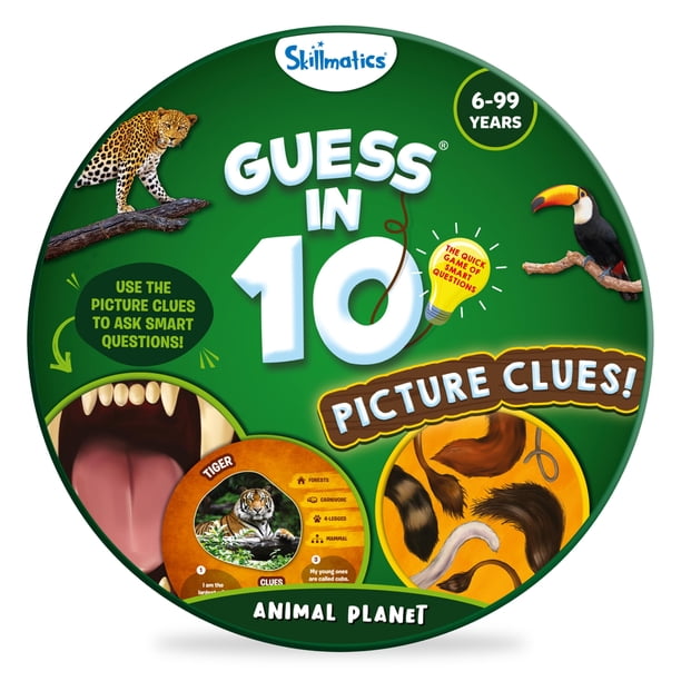 Juego de cartas Skillmatics: Adivina en 10 pistas de imágenes Animal Planet Perfecto para niños, niñas, niños y familias que aman los juegos educativos, juegos de mesa, regalos para edades de 6, 7, 8,