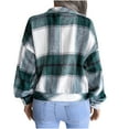 thumbnail image 4 of Jacenvly Plaid Shirts for Women Plaid Flannel Jacket Comfort Warmth Long Sleeve Overcoat Lapels Pocket Button up Winter Coats Loose Cozy Mid-Length Tops, 4 of 5
