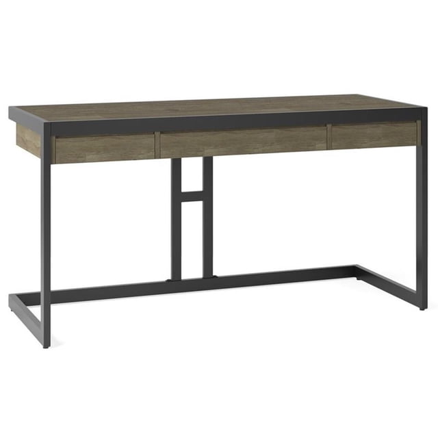 Allora 60" Contemporary Wood Computer Desk with 2 Drawers in Distressed Gray