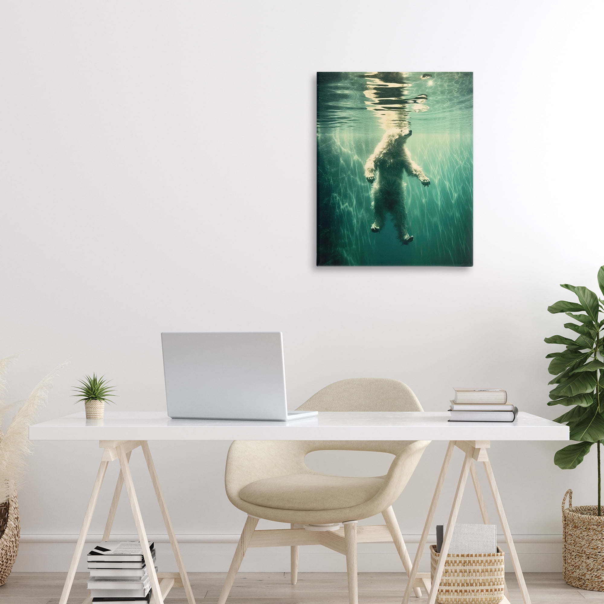 Floating Bear Underwater Canvas Wall Art, design by Decent Exposures