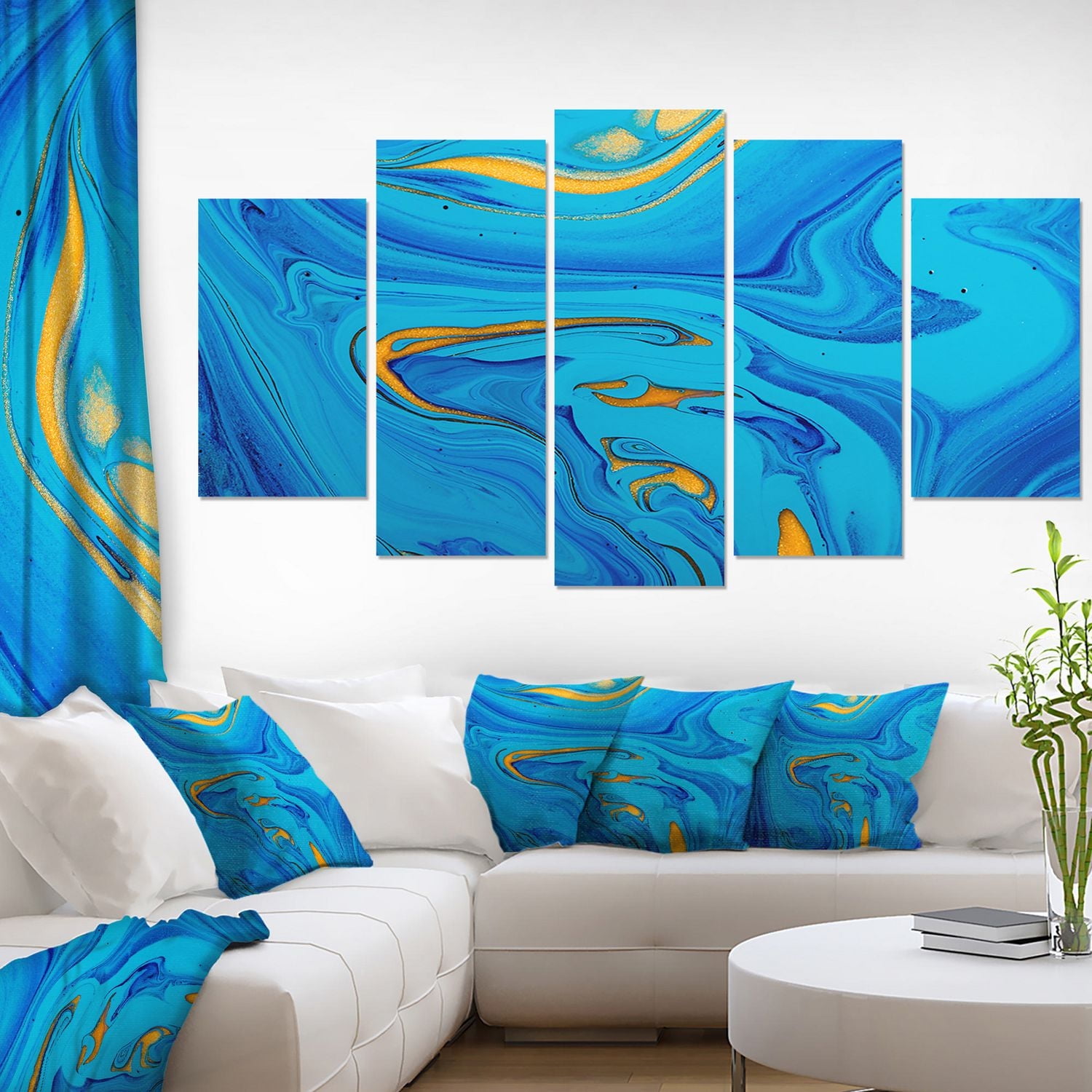 Design Art Light Blue Acrylic Paint  Canvas Print