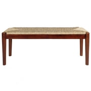 Indoor/Outdoor Seagrass Bench - Dark Natural Wood Finish Frame