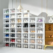 Large Shoe Boxes storage Clear Plastic Stackable,Drop Front Shoe Box with Clear Door, Shoe Rack For Sneaker Display,Fit up to US Size12(6Pack)