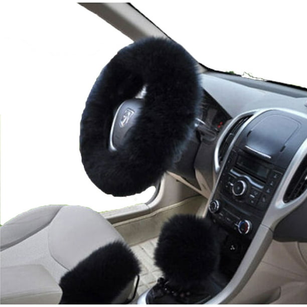 Long Plush Handbrake 3pcs Set Woolen Winter Warm Fuzzy Steering Wheel Cover Walmart Com Walmart Com