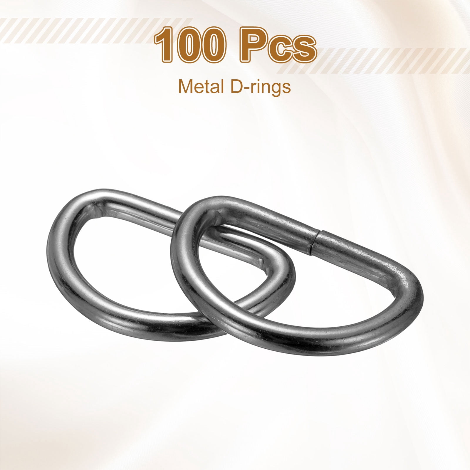 Uxcell 100pcs D Ring 3/4" (20mm) Metal Electroplate D-Shape Buckle Clips, Gunmetal