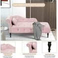 thumbnail image 6 of Holaki 60.6" Velvet Chaise Lounge Buttons Tufted Nailhead Trimmed Solid Wood Legs with 1 Pillow,Light Pink, 6 of 9