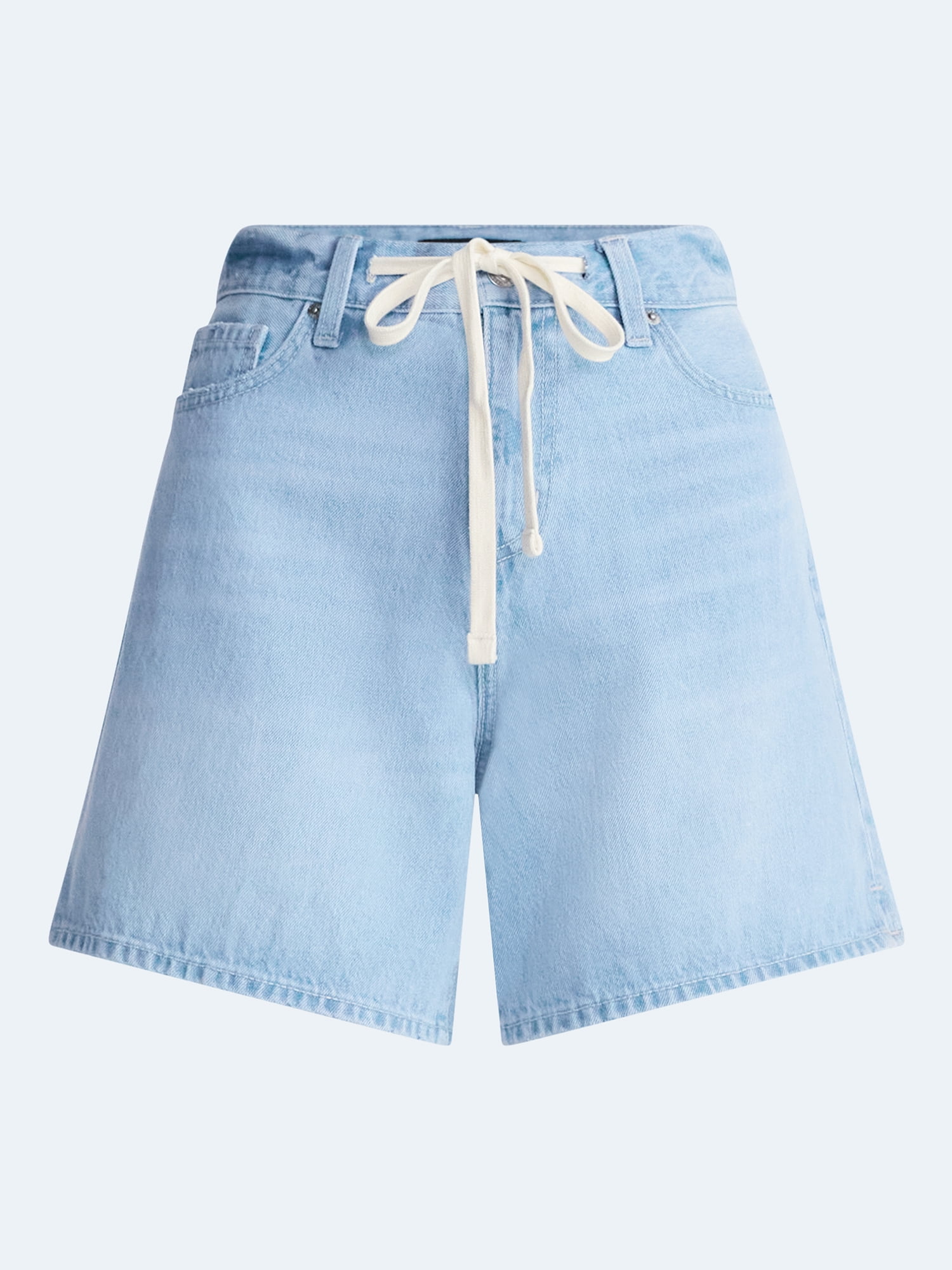 Free Assembly Women's Denim Shorts with Twill Tie, 6" Inseam, Sizes 0-18