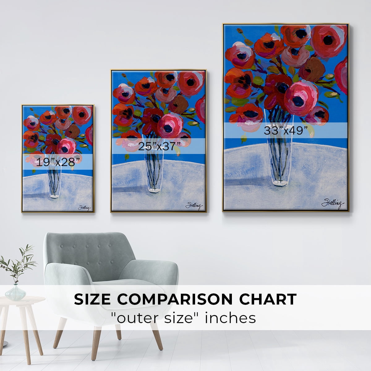 Poppies Framed Premium Gallery Wrapped Canvas - Ready to Hang - 17 x 25 - Gold Floating Frame