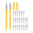 thumbnail image 1 of Arte Artesanía Cuchillos Juego, 2uds Tallado Cuchillo con 24uds Repuesto Metal Hoja para Recortes Álbum Plantilla Afición Bricolaje, PVC Mango Amarillo (2 Juegos) Unique Bargains cuchillas de repuesto para cuchillos de arte, 1 of 6