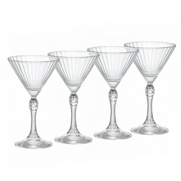 Bormioli Rocco America '20s Small Martini Glasses, 5.25 oz., Clear, Set of 4, Dishwasher safe, Made in Italy